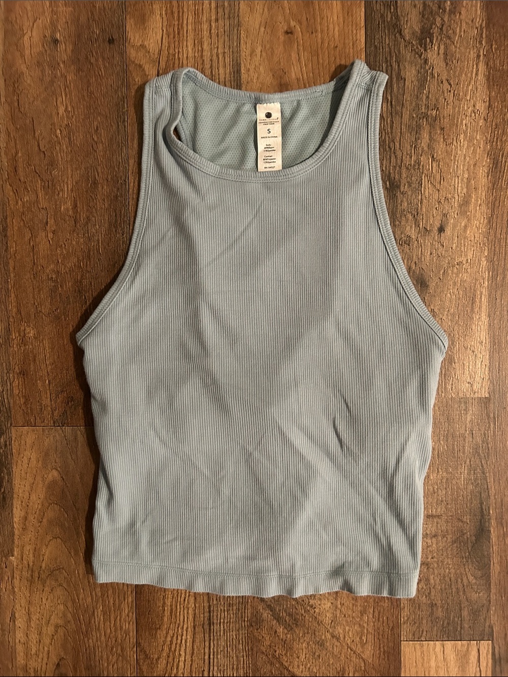 Yogalicious Heavenly Ribbed Stacy Light Blue Tank Top with Built in Bra